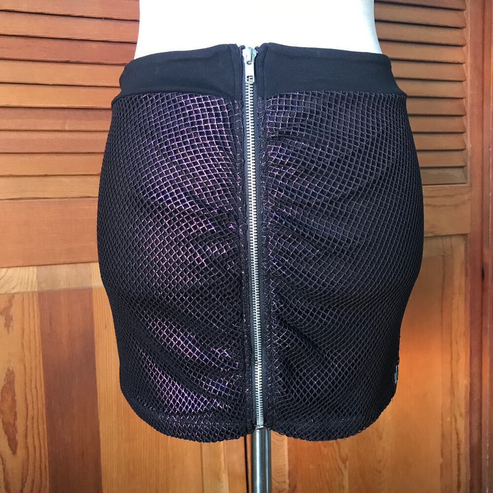 Vintage Lip Service Punk Goth Glam Steampunk Star Fishnet Purple Mini Skirt M